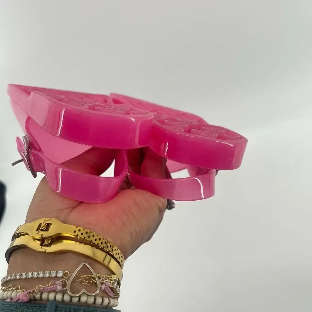 Old Navy Girls Pink Jelly Sandals Size 12 – Wide Strap Buckle Style